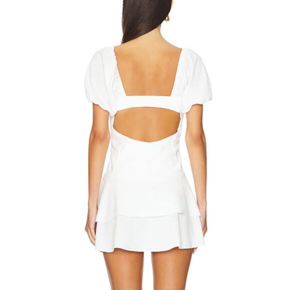 NWT SNDYS Barcelona Dress white mini puff sleeve Revolve M - Picture 3 of 9
